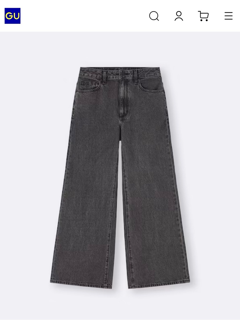 GU High-Rise Wide-Leg Jeans in Washed Charcoal